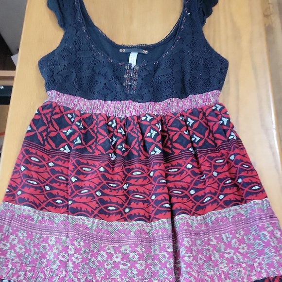 Women's Free People Bohemian Festival Dress, Black/Red, Size 10, EUC - Picture 2 of 14